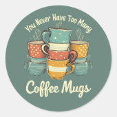 Retro Coffee Tasse Stack Illustration Runder Aufkleber (Vorderseite)