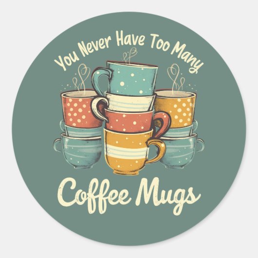 Retro Coffee Tasse Stack Illustration Runder Aufkleber (Vorderseite)