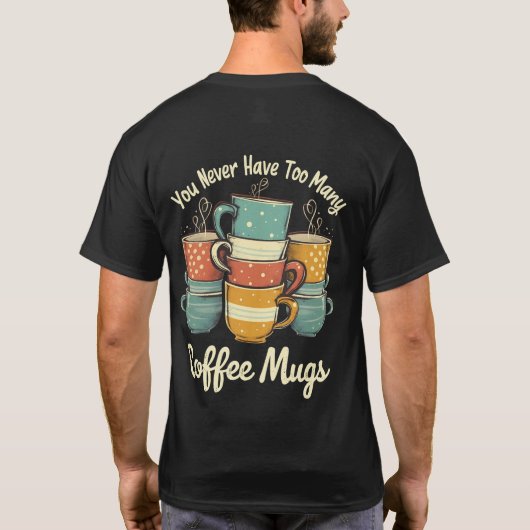 Retro Coffee Tasse Stack Illustration T-Shirt (Rückseite)
