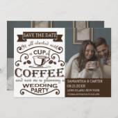 Retro Coffee themed weded Save the Date Design Einladung (Vorne/Hinten)