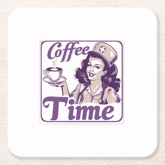 Retro Coffee Time Ad Rechteckiger Pappuntersetzer (Vorderseite)