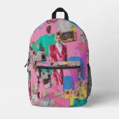 Retro Collage Backpack Bedruckter Rucksack (Vorderseite)