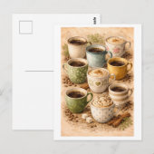 Retro-Collage von Kaffeetassen Postkarte (Vorne/Hinten)