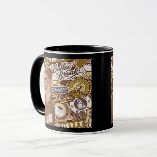Retro-Collage zur Kaffeepause Tasse (Vorderseite Links)