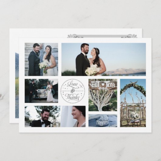 Retro Collagen-Hochzeits-Foto danken Ihnen Karten (Vorne/Hinten)