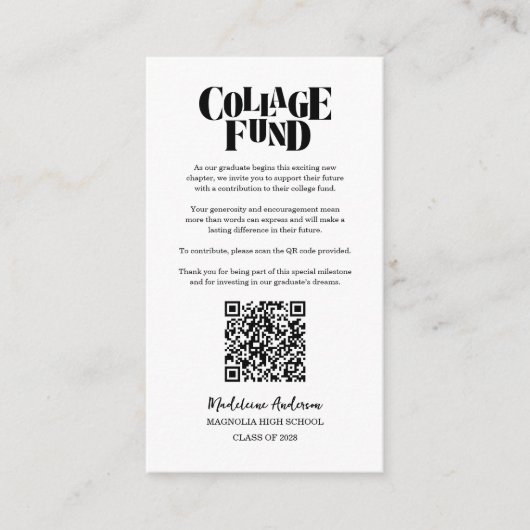 Retro College Fund Graduation Black Checkerboard Begleitkarte (Vorderseite)