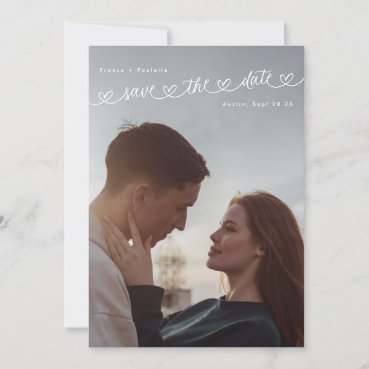 Retro College Verliebte Foto Hochzeit Save The Date (Vorderseite)