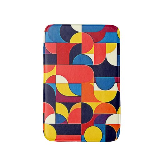 Retro Color Block Geometry Art Badematte (Vorderseite Vertikal)