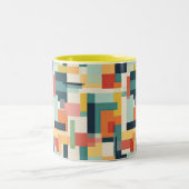 Retro Color Blocks Abstrakt Mitte Jahrhundert Mode Zweifarbige Tasse (Mittel)