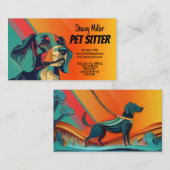 Retro Color Dog Pet Sitting Business Card Visitenkarte (Vorne/Hinten)