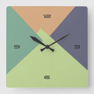 Retro Color Modern Geometric Pattern #4 Quadratische Wanduhr