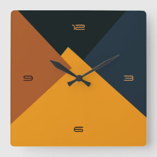Retro Color Modern Geometric Pattern #9 Quadratische Wanduhr