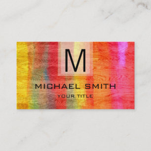 Retro Color Modern Wood Grain Monogram #12 Visitenkarte