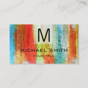 Retro Color Modern Wood Grain Monogram #24 Visitenkarte