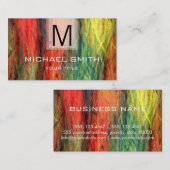 Retro Color Modern Wood Grain Monogram #4 Visitenkarte (Vorne/Hinten)