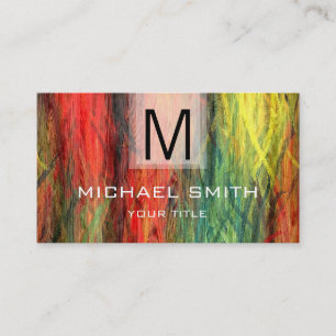 Retro Color Modern Wood Grain Monogram #4 Visitenkarte