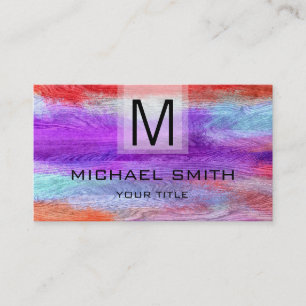 Retro Color Modern Wood Grain Monogram #9 Visitenkarte