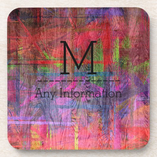 Retro Color Wood Grain Texture Monogram #2 Untersetzer (Vorderseite)