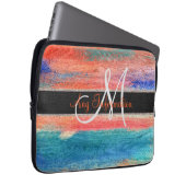 Retro Color Wood Grain Texture Monogram #3 Laptopschutzhülle (Vorne Rechts)