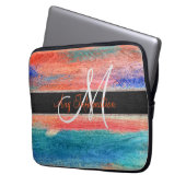 Retro Color Wood Grain Texture Monogram #3 Laptopschutzhülle (Vorderseite Links)