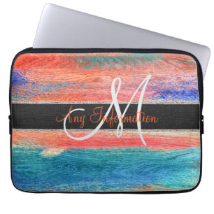 Retro Color Wood Grain Texture Monogram #3 Laptopschutzhülle