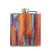 Retro Color Wood Grain Texture Monogram Flachmann (Rückseite)