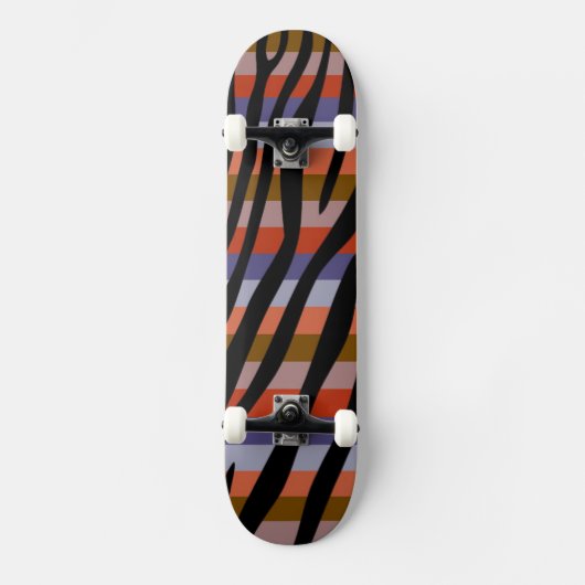 Retro Color Zebra Stripe Muster 6 Skateboard (Vorderseite)