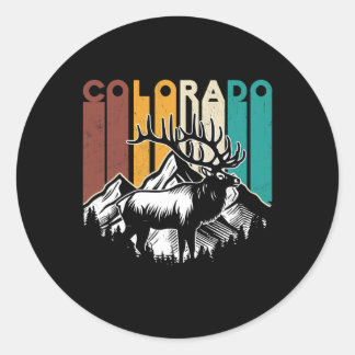 Retro Colorado Elk Wildlfe Berg Vintage Colora Runder Aufkleber