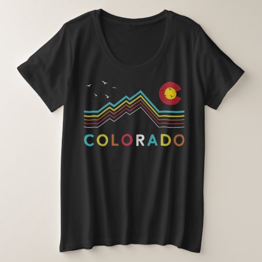 Retro Colorado Flag Rocky Mountain Große Größe T-Shirt (Design vorne)