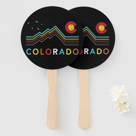 Retro Colorado Flag Rocky Mountain Souvenir Fächer (Vorne und Hinten)