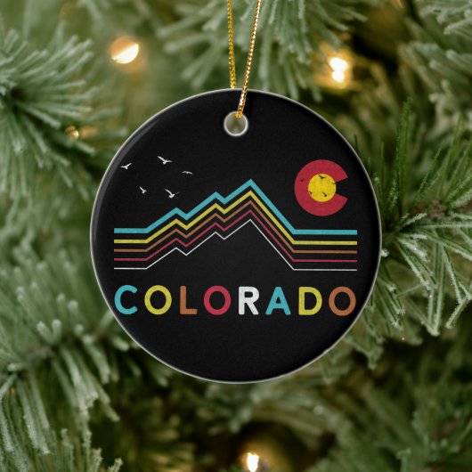 Retro Colorado Flag Rocky Mountain Souvenir Keramik Ornament (Baum)