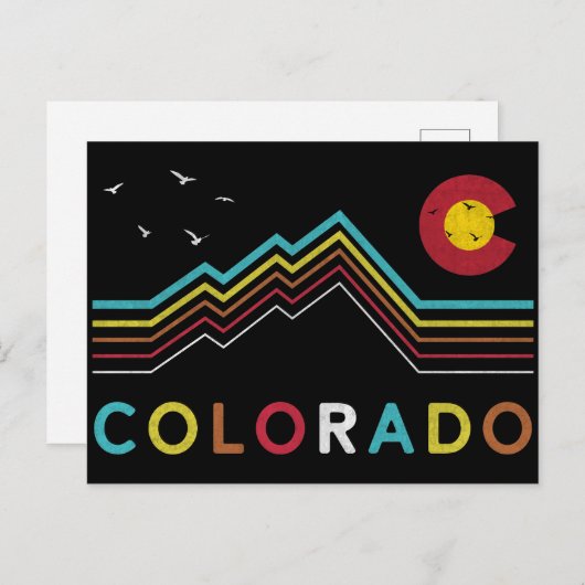 Retro Colorado Flag Rocky Mountain Souvenir Postkarte (Vorne/Hinten)