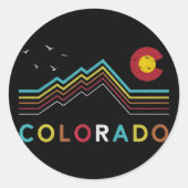 Retro Colorado Flag Rocky Mountain Souvenir Runder Aufkleber (Vorderseite)