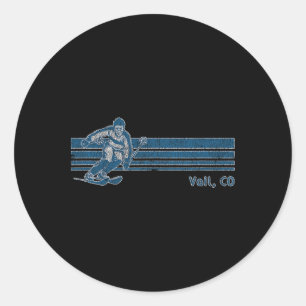 Retro Colorado Vintage Vail Skifahren T-Shirt Runder Aufkleber