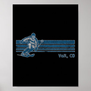 Retro Colorado Vintage Vail Skifahren Tee Poster