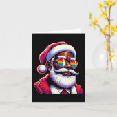 Retro Colored Gay Santa Face Rainbow Sungles Chris Karte (Gelbe Blume)