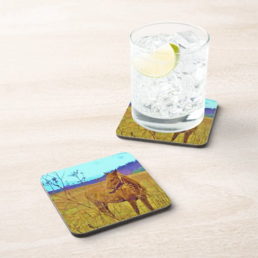 Retro Colored Horse Untersetzer (Rechte Seite)