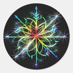 Retro Colored Star Runder Aufkleber