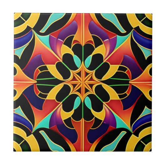 Retro Colorful Art Deco Fliese (Vorderseite)