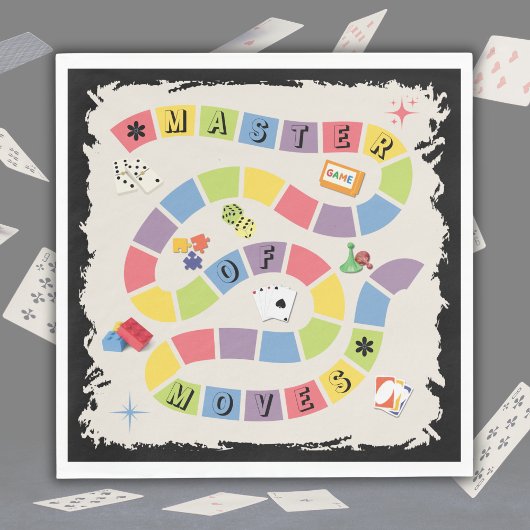 Retro Colorful Board Game Master of Moves Napkins Serviette