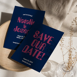 Retro Colorful Bold 70er Einzigartiger Groovy Wedd Save The Date