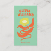 Retro Colorful bold Boho Groovy Floral Trendy Visitenkarte (Vorderseite)