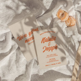 Retro Colorful Bold Bright Funky Trendy Wedding Einladung