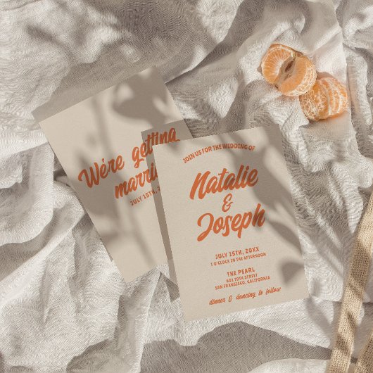 Retro Colorful Bold Bright Funky Trendy Wedding Einladung