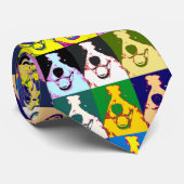 Retro Colorful Border Collie Pop Art Pattern Krawatte (Gerollt)