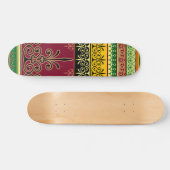 Retro Colorful Burgundy Green Abstrakt Trendy Cool Skateboard (Horizontal)