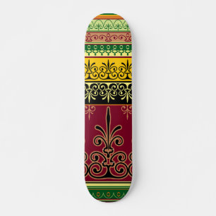 Retro Colorful Burgundy Green Abstrakt Trendy Cool Skateboard