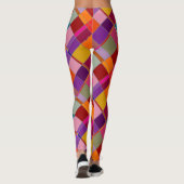 Retro Colorful Checkered Geometric Pattern Leggings (Rückseite)