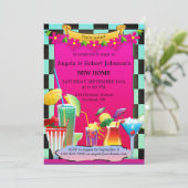 Retro Colorful Cocktail Party Housewarming Einladung (Stehend Vorderseite)