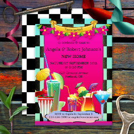 Retro Colorful Cocktail Party Housewarming Einladung